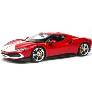 Bburago 1:18 Ferrari 296 GTB - Red and White with opening doors, bonnet and boot