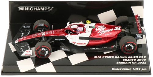 MINICHAMPS 1:43 Alfa Romeo C42 #24 G. Zhou 10th Bahrain GP Formula 1 2022