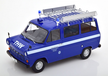 KK Scale 1:18 1965-1970  Ford Transit Bus "THW Cologne" in Blue, with roof rack