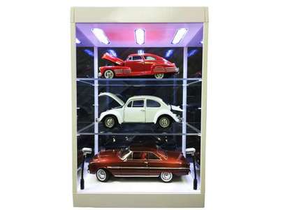 Multi layered display case for 1:18 1:43 model cars with LED lights WHITE